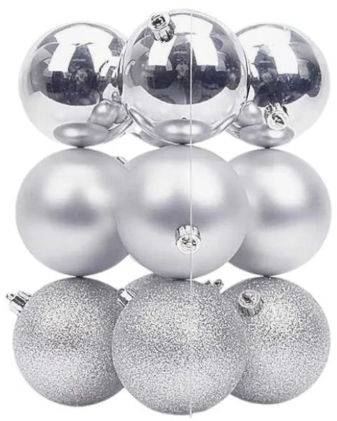 Σετ Χριστουγεννιάτικες μπάλες - 8cm - 12pcs - 326079 - Silver-326079_SILVER