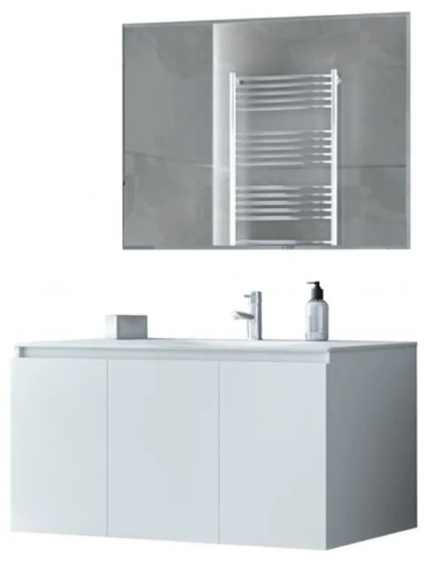 DROP Σετ επιτοίχιου επίπλου μπάνιου, Verona 100, Slim, Λευκό, Drop DROP986679