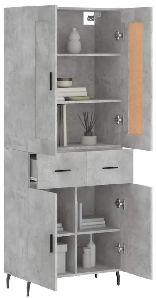 vidaXL Ντουλάπι Γκρι Σκυροδέματος 69,5x34x180 εκ. Επεξεργασμένο Ξύλο