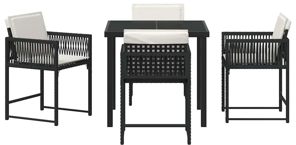 vidaXL Σέτ φαγητού για κήπο 5 pcs Μαύρο συνθετικό ρατάν