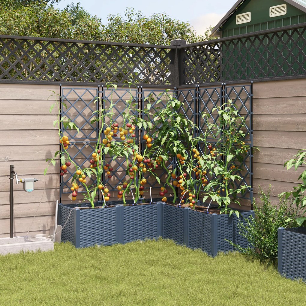 vidaXL Γλάστρες Κήπου 1 τεμ Καφασωτό Γκρι 120 x 120 x 142 cm Πλαστικό