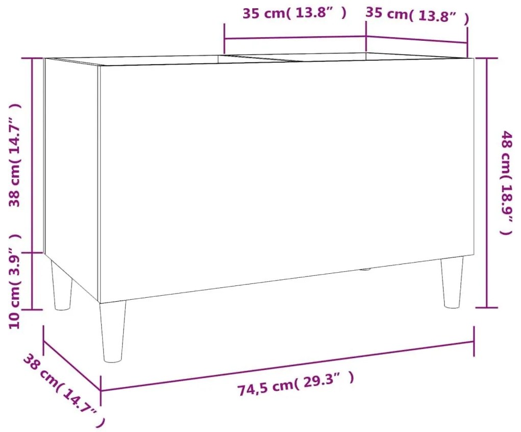 Δισκοθήκη Γυαλιστερή Λευκή 74,5x38x48 εκ. Επεξεργασμένο Ξύλο - Λευκό