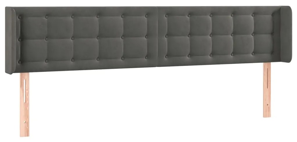 Κεφαλάρι Κρεβατιού LED Σκούρο Γκρι 203x16x78/88 εκ. Βελούδινο 3123737