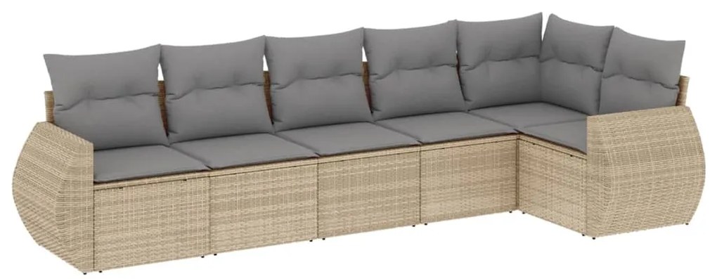 vidaXL Σετ Καναπέ Κήπου 6 τεμ. Μπεζ Συνθετικό Ρατάν με Μαξιλάρια