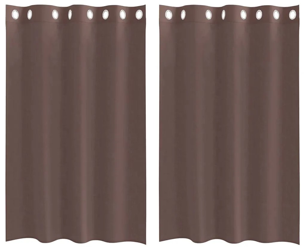 vidaXL Κουρτίνες Voile με ροδέλες 2 τεμάχια Καφέ 140x175 εκ.