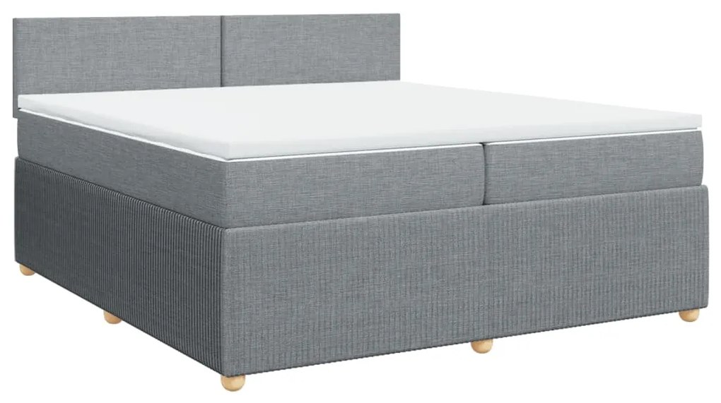 vidaXL Κρεβάτι Boxspring με Στρώμα Ανοιχτό Γκρι 200x200 εκ. Υφασμάτινο