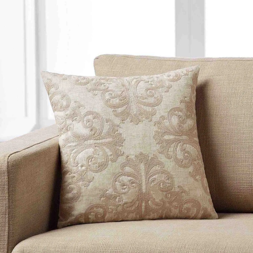 Μαξιλαροθήκη Artisti 753/13 Κεντημένη Brown Gofis Home 43X43 43x43cm Cotton-Polyester