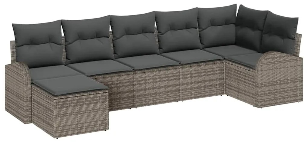vidaXL Σετ Καναπέ Κήπου 7 pcs Γκρι Πολυ ράταν