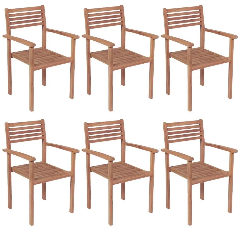 Καρέκλες Κήπου Στοιβαζόμενες 6 τεμ. από Μασίφ Ξύλο Teak - Καφέ