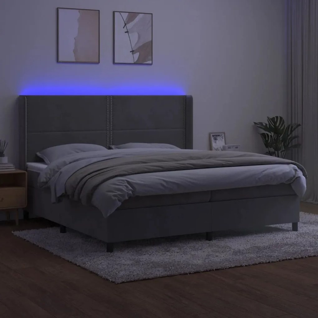 ΚΡΕΒΑΤΙ BOXSPRING ΜΕ ΣΤΡΩΜΑ &amp; LED ΑΝ.ΓΚΡΙ 200X200 ΕΚ. ΒΕΛΟΥΔΙΝΟ 3139523