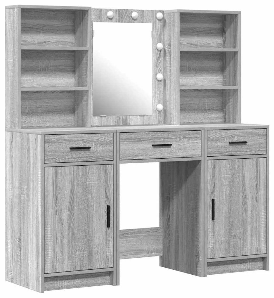 vidaXL Σετ Τραπεζιού Μακιγιάζ 3 pcs Γκρι sonoma 50 x 41 x 135 εκ