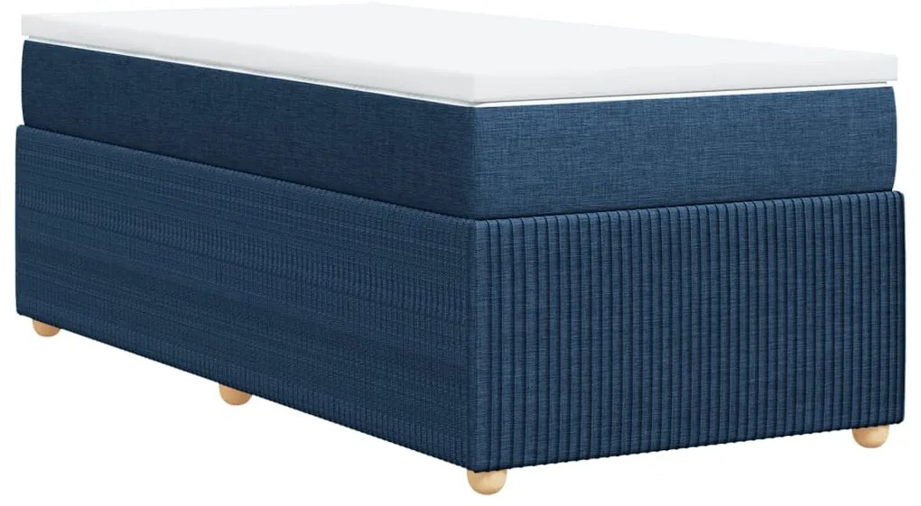 vidaXL Κρεβάτι Boxspring με Στρώμα Μπλε 90x190 εκ.Υφασμάτινο