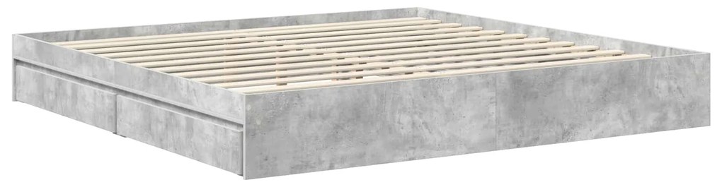 vidaXL Κρεβάτι Αποθήκης Σκυρόδεμα Γκρι 200 x 200 cm Επεξεργασμένο ξύλο