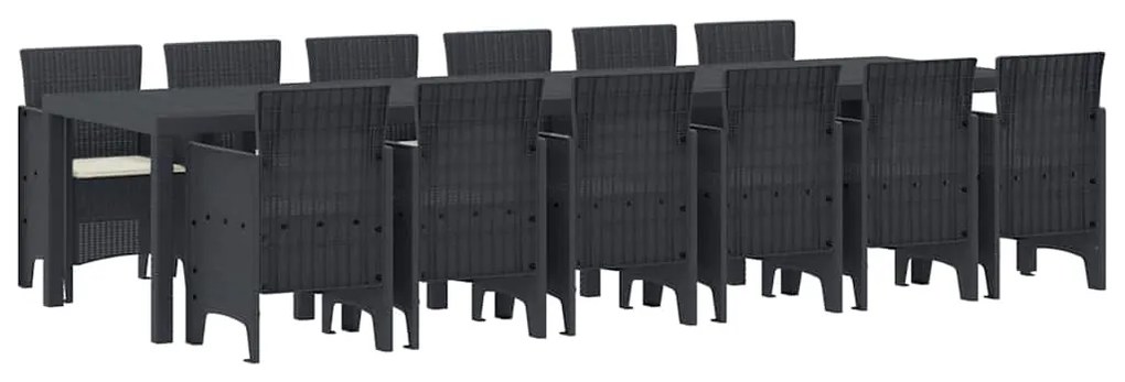 vidaXL Σέτ φαγητού για κήπο 13 pcs Ανθρακί Rattan Polt