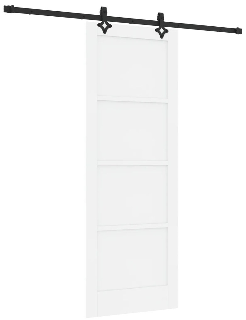 vidaXL Συρόμενη Πόρτα με Σετ Σιδηρικών Λευκή 78x211 εκ. Συμπαγές Ξύλο Πεύκου
