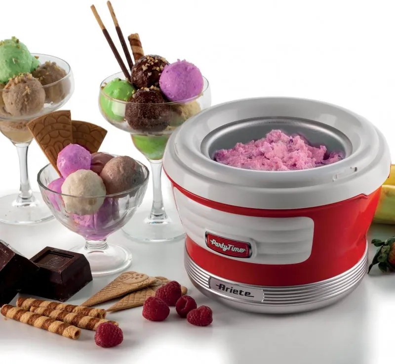 Παγωτομηχανή Ariete PARTY TIME 0643/00, 12W, 1.5 l, 30 min, Κινητό μπολ, Κόκκινο
