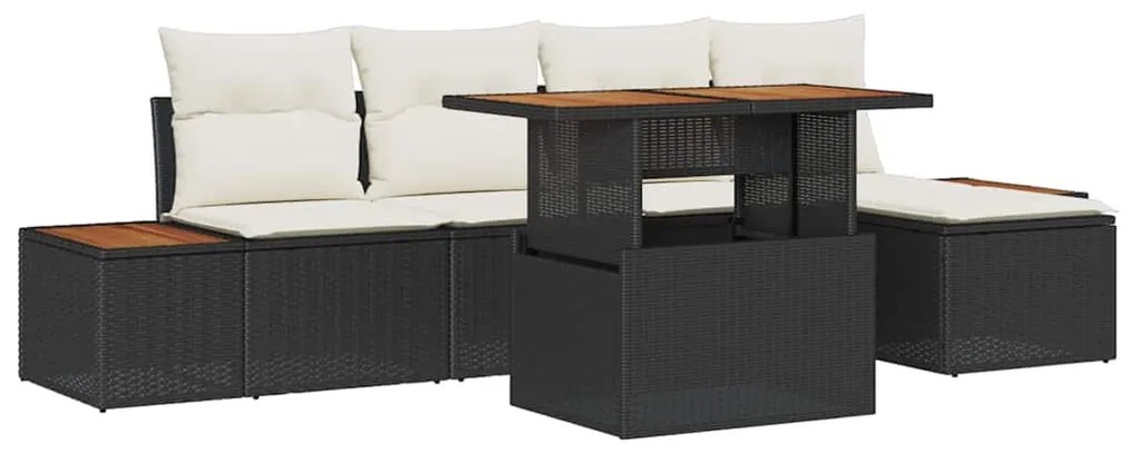 vidaXL Σέτ φαγητού για κήπο με μαξιλάρι 6 pcs Μαύρο, Μπεζ