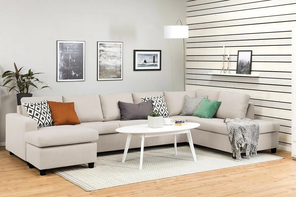 Γωνιακός Καναπές Scandinavian Choice C161, Ανοιχτό καφέ, 344x199x80cm