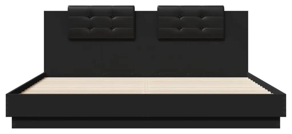 Πλαίσιο Κρεβατιού με Κεφαλάρι και LED Μαύρο 180 x 200 εκ. - Μαύρο