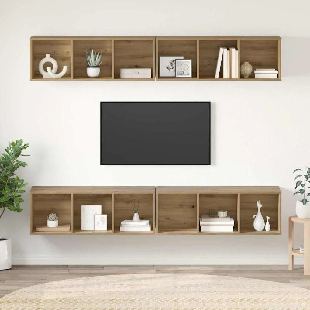 vidaXL Τηλεοπτική Κάβα Τοίχου 4 pcs artisan δρυς 37 x 37 x 107.5 εκ