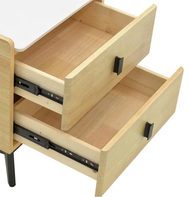 Κομοδίνο Alessio mdf φυσικό-μαύρο μέταλλο 46x37x47εκ 46x37x47 εκ.