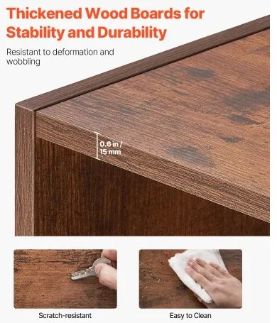 VEVOR 5 Tiers Narrow Bookshelf 53&quot; Wooden Open Bookcase Adjustable Shelf Brown