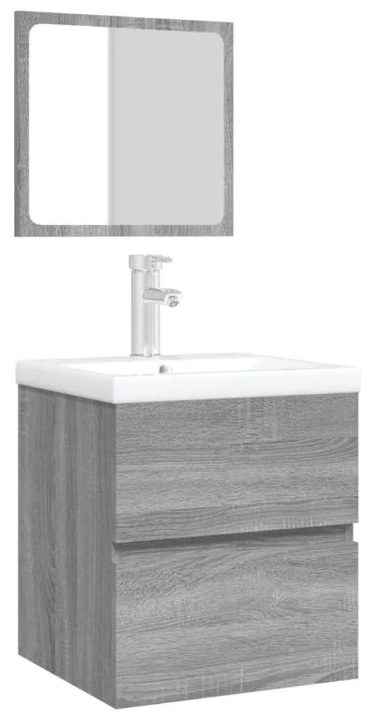 vidaXL Ντουλάπι Μπάνιου με Νιπτήρα και Καθρέφτη Γκρι Sonoma