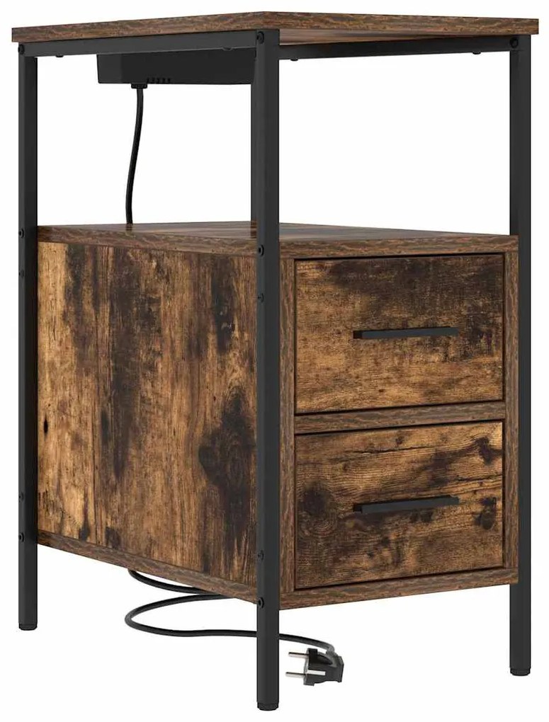 vidaXL Κουτιά Κρεβατοκάμαρας 2 pcs Καπνιστή δρυς 30 x 48 x 61 εκ