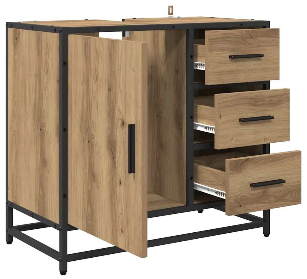 vidaXL Ντουλάπα Νιπτήρα Mπάνιου με ράφι artisan δρυς 65 x 33 x 60 εκ