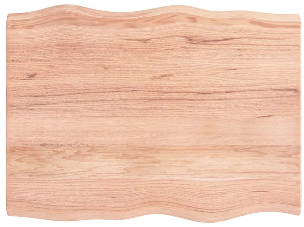 vidaXL Επιφ Τραπεζιού Αν Καφέ 80x60x(2-4)εκ. Ακατέργ. Μασίφ Ξύλο Δρυός