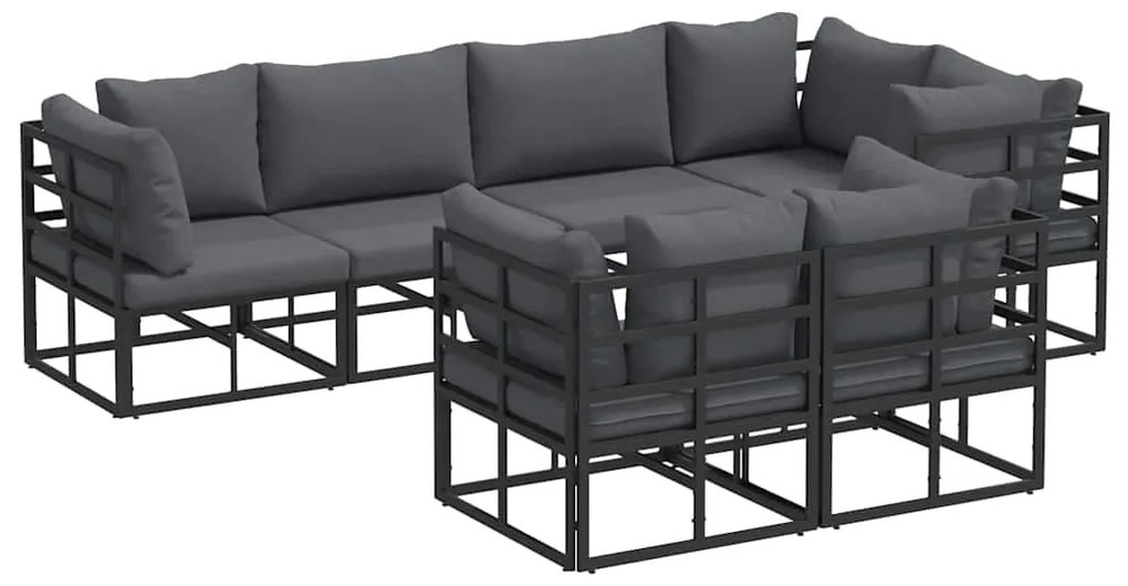 vidaXL Σετ Καναπέ Κήπου 7 pcs Μαύρο 283 x 143 x 71 εκ Αλουμίνιο