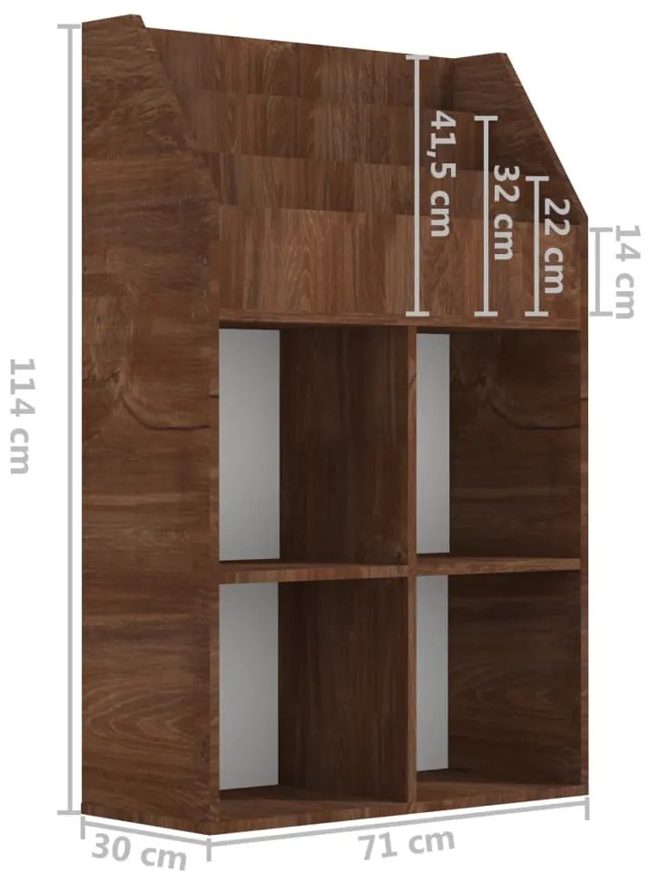 vidaXL Παιδικό Ράφι Περιοδικών Καφέ Δρυς 71x30x114 εκ. Επεξεργ. ξύλο