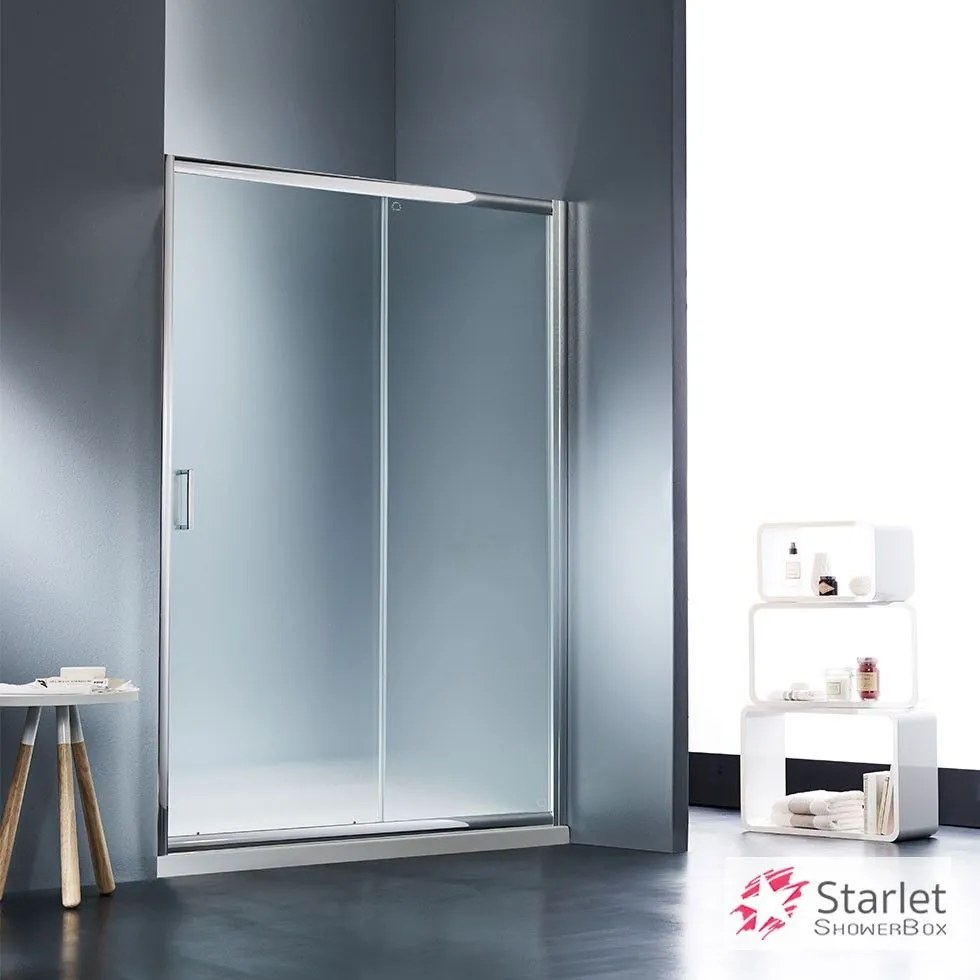 STARLET Starlet Slider 1+1 Πόρτα ντουζιέρας με 1 σταθερό &amp; 1 συρόμενο φύλλο Αδιαφανές CHROME 127-131 Υ180εκ
