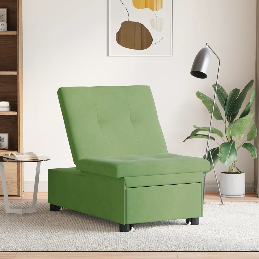 vidaXL Καναπές-Κρεβάτι Ανοιχτό πράσινο 67 x 194 x 38 εκ Βελούδο