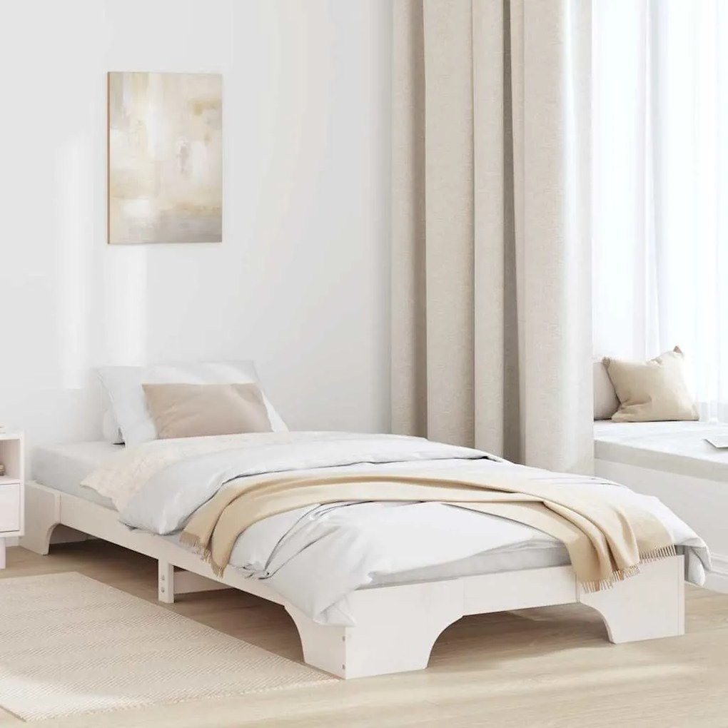 vidaXL Σκελετός Κρεβατιού Λευκό 90 x 200 cm Μασίφ ξύλο πεύκου