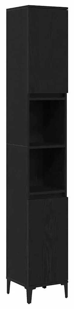 vidaXL Σετ Επίπλων Μπάνιου με συρτάρι 3 pcs Μαύρο 30 x 30 x 180 cm