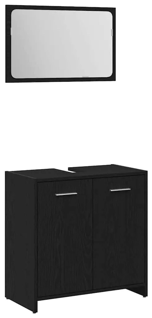 vidaXL Σετ Επίπλων Μπάνιου Επιτοίχιο 3 pcs Μαύρη Οξυά 60 x 33 x 60 εκ