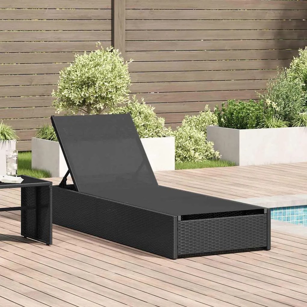 vidaXL Καρέκλα Ήλιου Μαύρη 60 x 200 x 27 cm Πολυ Ρατάν