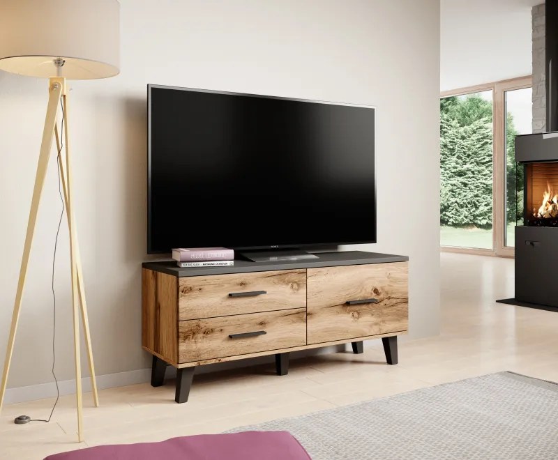 TV stand LOTTA 120 1D2S wotan oak/ black DIOMMI CAMA-LOTTA-RTV-120-1D2S-DWO/CZ