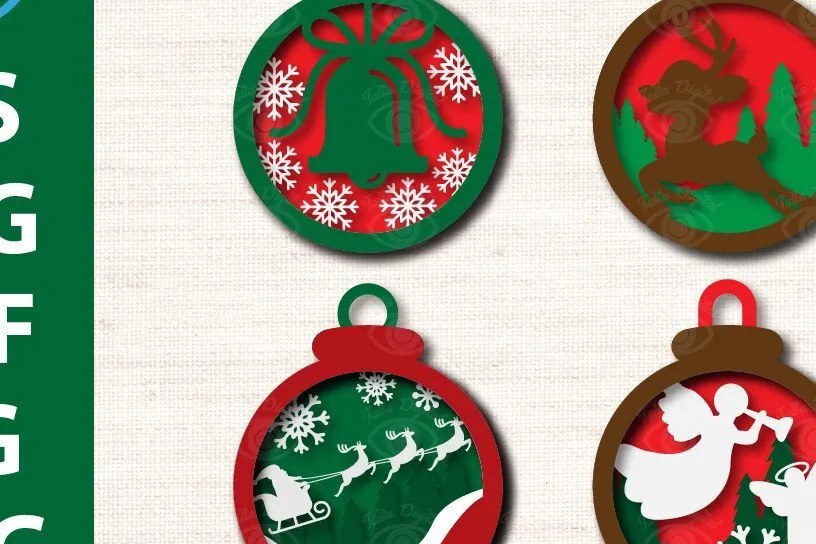 Σετ των 3 Intra απο ξύλο plywood 3mm-4mm πάχος Τρισδιάστατο χριστουγεννιάτικο σχέδιο Δίασταση 3x3 cm INTRAFABR-38299918