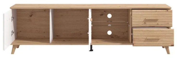 Έπιπλο Τηλεόρασης Ascona Λευκό - Artisan Oak - Λευκό Γυαλιστερό 179x40x52 εκ. 179x40x52 εκ.