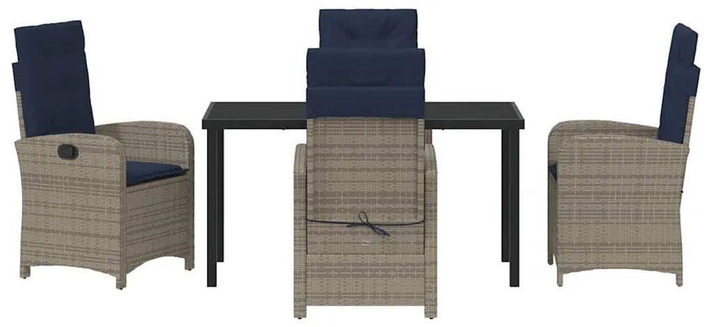 vidaXL Σέτ φαγητού για κήπο με μαξιλάρι 5 pcs Γκρι συνθετικό ρατάν