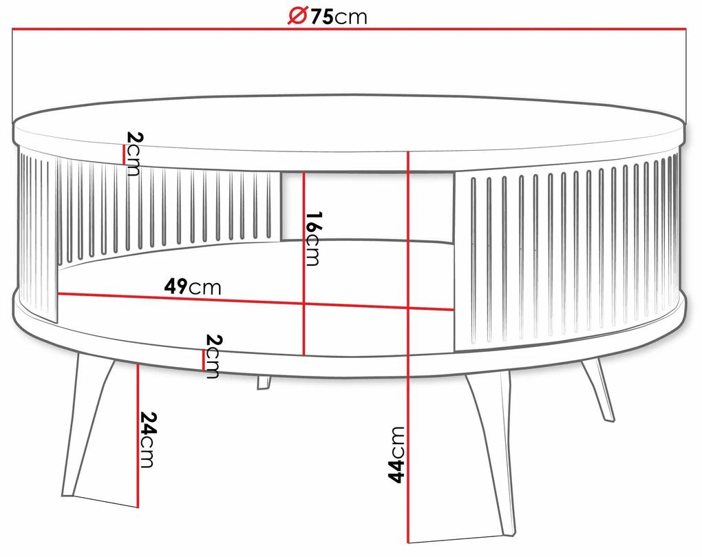 Τραπεζάκι σαλονιού Oswego 118, Λευκό μάρμαρο, Μαύρο, 44cm, 18 kg, Πλαστικοποιημένη μοριοσανίδα, Στρόγγυλος | Epipla1.gr