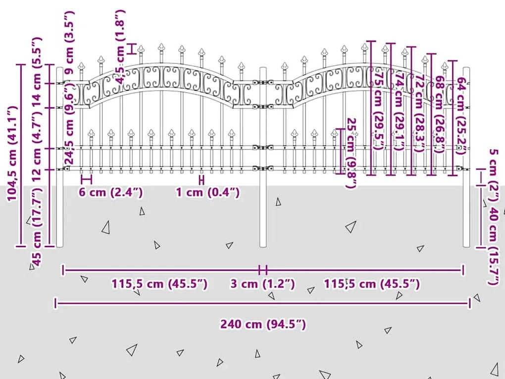 vidaXL Φράχτης κήπου Λευκό 115 cm Ατσάλι με Επικάλυψη Πούδρας