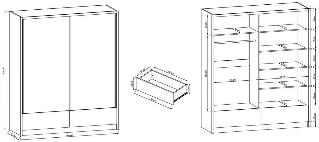 Ντουλάπα συρόμενη Ariadne-Mauro Marmaro-184x62x214