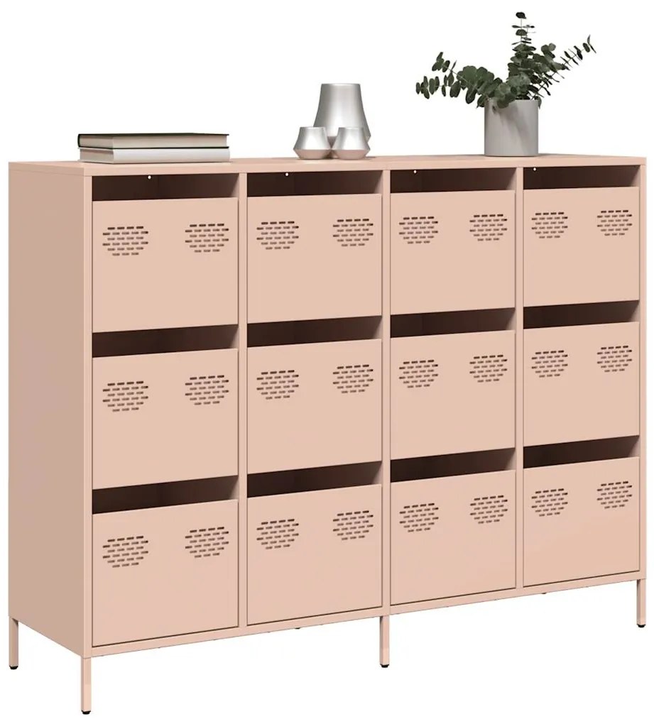 vidaXL Ντουλάπι Ροζ 135x39x103,5 εκ. από Χάλυβα Ψυχρής Έλασης