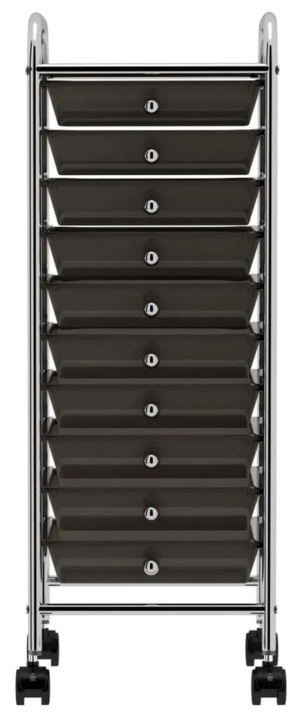vidaXL Τρόλεϊ με 10 Συρτάρια Φορητό Μαύρο Πλαστικό