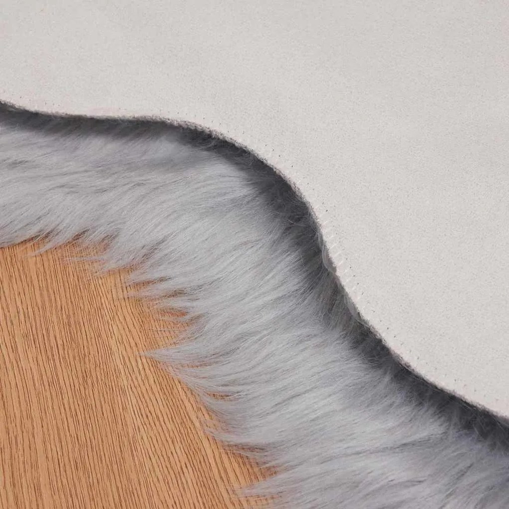 vidaXL Ψεύτικο Δέρμα Προβάτου Χαλί Tafalla Γκρι 60 x 90 cm Πολυεστέρας