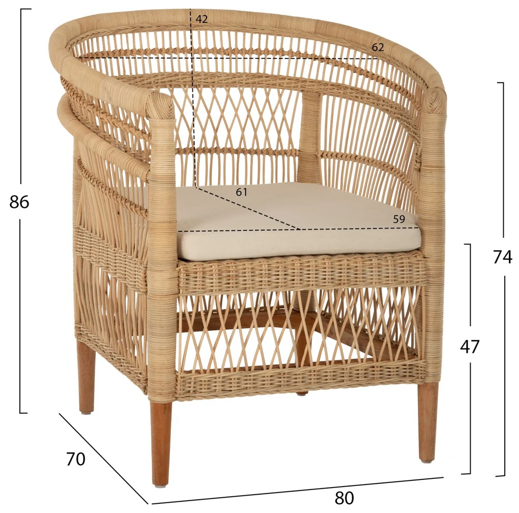 ΠΟΛΥΘΡΟΝΑ MALAWI HM9635.04 ΞΥΛΟ ΜΑΟΝΙ ΕΠΕΝΔΥΣΗ RATTAN ΛΕΥΚΟ ΜΑΞΙΛΑΡΙ ΚΑΘΙΣΜΑΤΟΣ 80x70x86Υεκ. (1 Τεμμάχια)