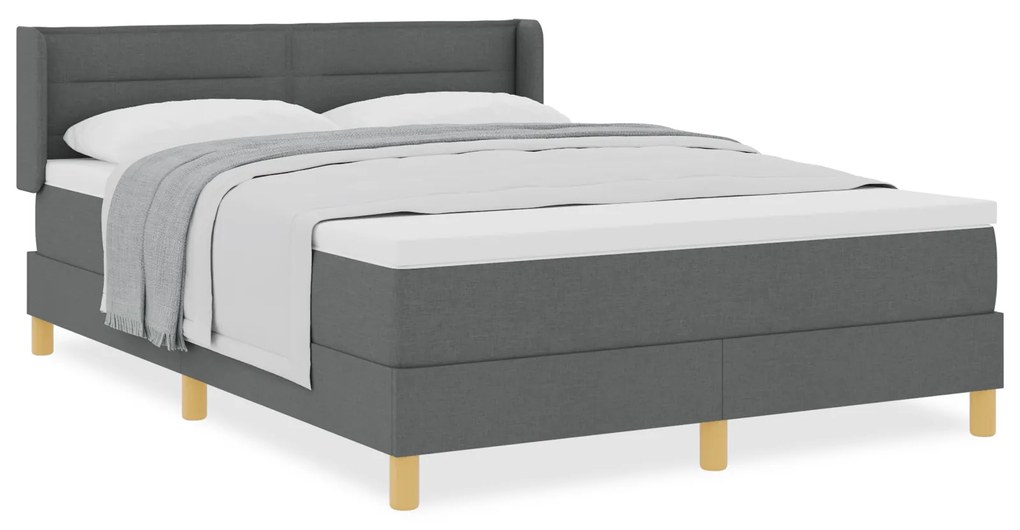 vidaXL Κρεβάτι Box Spring σε Σκούρο Γκρι, 140 x 200 εκ, Ύφασμα